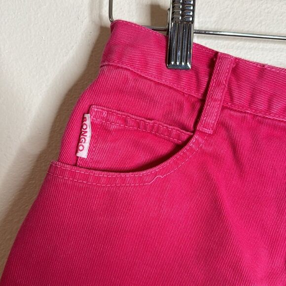 Vintage bongo button fly pink denim jean shorts  big logo on back size 5 - Picture 3 of 12